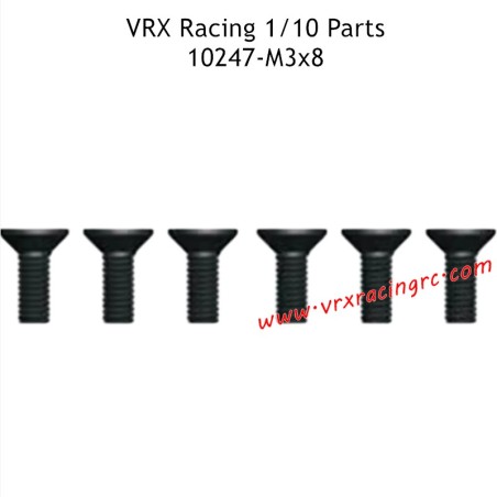 10247 M3x8 Flat Head Hex Parts for VRX Racing 1/10 RC Truck