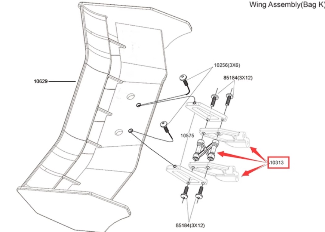 VRX Racing RH818 Cobra Parts Tail Wing Bracket 10313